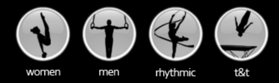 Gymnastics disciplines supported by Elite Technologies: women's, men's, rhythmic, and trampoline & tumbling